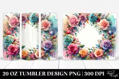 Vibrant Watercolor Frame with Rose | 20 Oz Tumbler Product Image 1