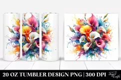 Watercolor Abstract Colorful Bouquet with Calla Lily Product Image 1
