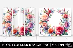 20 Oz Tumbler Sublimation | Colorful Watercolor Frame for Product Image 1