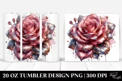20 Oz Tumbler Sublimation | Shiny Glossy Rose Watercolor Product Image 1