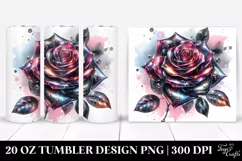 20 Oz Tumbler Sublimation | Shiny Glossy Rose Watercolor Product Image 1