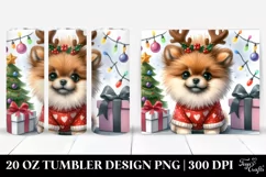 Adorable Pomeranian with Reindeer Horns 20 Oz Tumbler Product Image 1
