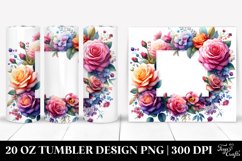 20 Oz Tumbler Sublimation | Colorful Watercolor Frame for Product Image 1