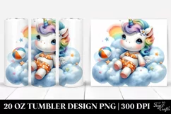 Watercolor Pastel Cute Baby Unicorn Lofty Cloud Product Image 1