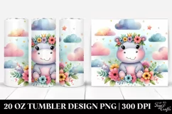 Cute Baby Hippo Dressed in Whimsical Cloud | 20 Oz Tumbler Product Image 1