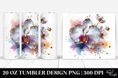 20 Oz Tumbler Sublimation | Orchid with Watercolor Splash Product Image 1