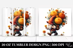 detailed Watercolor Small Gnome Marigold Bouquet Product Image 1