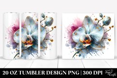 20 Oz Tumbler Sublimation | Orchid with Watercolor Splash Product Image 1