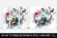 20 Oz Tumbler Sublimation | Orchid with Watercolor Splash Product Image 1