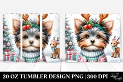 Baby Yorkshire Terrier with Reindeer Horns, 20 Oz Tumbler Product Image 1