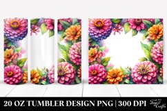 Vibrant Watercolor Frame with Zinnia | 20 Oz Tumbler Product Image 1