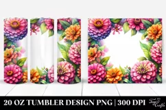 Vibrant Watercolor Frame with Zinnia | 20 Oz Tumbler Product Image 1