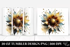 20 Oz Tumbler Sublimation | Sunflower with Watercolor Product Image 1