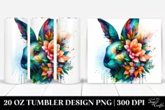 Vibrant Watercolor Rabbit. 20 Oz Tumbler Design Product Image 1