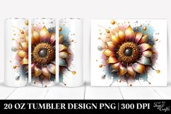 20 Oz Tumbler Sublimation | Sunflower with Watercolor Product Image 1