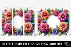 Vibrant Watercolor Frame with Zinnia | 20 Oz Tumbler Product Image 1