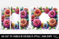 Vibrant Watercolor Frame with Zinnia | 20 Oz Tumbler Product Image 1