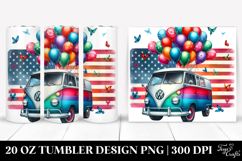 Vintage Van with Balloons, White Background Product Image 1