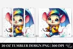 Vibrant Watercolor Drawing Baby Mouse | 20 oz Tumbler Product Image 1