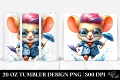 Vibrant Watercolor Drawing Baby Mouse | 20 oz Tumbler Product Image 1