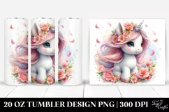 Baby Unicorn Surrounded by Spring Petals | 20 Oz Tumbler Product Image 1