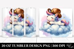 20 Oz Tumbler Sublimation | Pastel Baby Unicorn with Cowboy Product Image 1