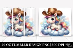 20 Oz Tumbler Sublimation | Pastel Baby Unicorn with Cowboy Product Image 1