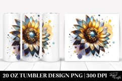 20 Oz Tumbler Sublimation | Sunflower with Watercolor Product Image 1