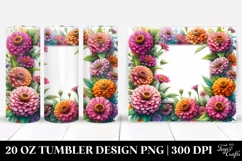 Vibrant Colorful Watercolor Frame with Zinnia | 20 Oz Product Image 1