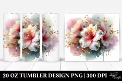 20 Oz Tumbler Sublimation | Azalea with Watercolor Splash Product Image 1