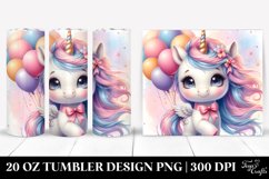 Watercolor Pastel Baby Unicorn with Balloons | 20 Oz Tumbler Product Image 1