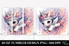 Baby Unicorn Tumbling with Spring Petals | 20 Oz Tumbler Product Image 1