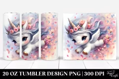 Baby Unicorn Tumbling with Spring Petals | 20 Oz Tumbler Product Image 1