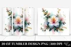 20 Oz Tumbler Sublimation | Azalea with Watercolor Splash Product Image 1