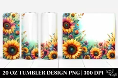 Vibrant Colorful Watercolor Frame with Sunflower | 20 Oz Product Image 1