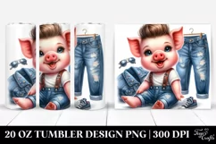 Cute Baby Pig with Cool Haircut, Transparent 20 Oz Tumbler Product Image 1