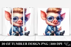 Cute Baby Pig with Cool Haircut, Transparent 20 Oz Tumbler Product Image 1