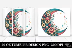 Colorful Retro Half Moon with Flowers Clipart Product Image 1