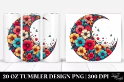 Colorful Retro Half Moon with Flowers Clipart Product Image 1