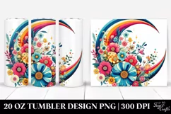 Colorful Retro Half Moon with Flowers Clipart Product Image 1