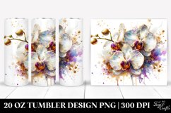 20 Oz Tumbler Sublimation | Orchid with Watercolor Splash Product Image 1