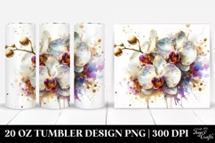 20 Oz Tumbler Sublimation | Orchid with Watercolor Splash Product Image 1