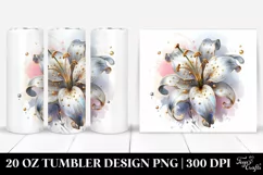 20 Oz Tumbler Sublimation | Lily with Watercolor Splash Product Image 1