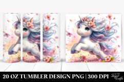 Cute Baby Unicorn Tumbling in Spring Petals 20 Oz Tumbler Product Image 1