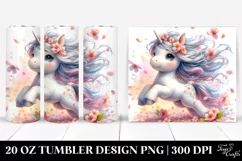 Cute Baby Unicorn Tumbling in Spring Petals 20 Oz Tumbler Product Image 1
