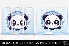 Cute Baby Panda Emerging from Icy Wall, High-Res 20 Oz Product Image 1