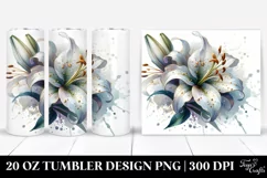 20 Oz Tumbler Sublimation | Lily with Watercolor Splash Product Image 1