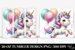 Baby Unicorn Dancing with Balloons | 20 Oz Tumbler Product Image 1