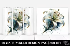 20 Oz Tumbler Sublimation | Lily with Golden Insertions | Product Image 1