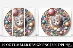 Colorful Pastel 3D Kitten Ornament, High-Res 20 Oz Tumbler Product Image 1